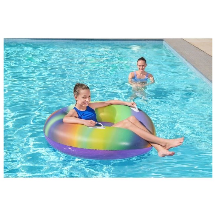 Bouée gonflable - BESTWAY - Rainbow - Diametre 119 cm - Multicolore - Pour enfants a partir de 6 ans Bouée gonflable - BESTWAY - Rainbow - Diametre 119 cm - Multicolore - Pour enfants a partir de 6 ans