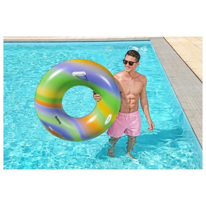 Bouée gonflable - BESTWAY - Rainbow - Diametre 119 cm - Multicolore - Pour enfants a partir de 6 ans Bouée gonflable - BESTWAY - Rainbow - Diametre 119 cm - Multicolore - Pour enfants a partir de 6 ans
