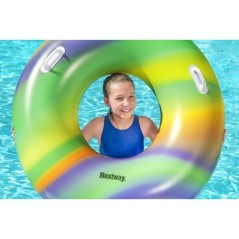 Bouée gonflable - BESTWAY - Rainbow - Diametre 119 cm - Multicolore -