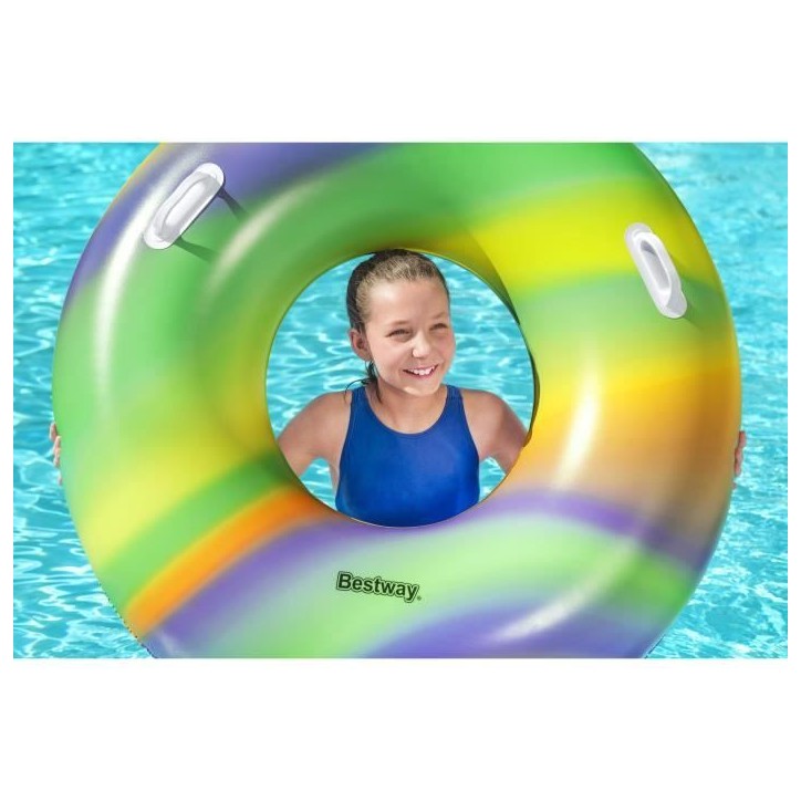Bouée gonflable - BESTWAY - Rainbow - Diametre 119 cm - Multicolore - Pour enfants a partir de 6 ans Bouée gonflable - BESTWAY - Rainbow - Diametre 119 cm - Multicolore - Pour enfants a partir de 6 ans
