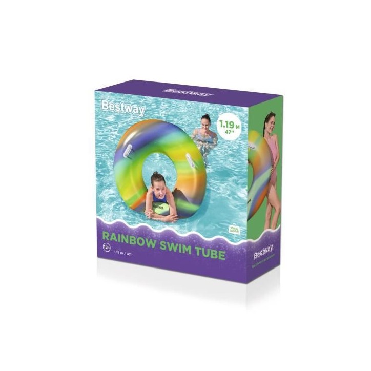 Bouée gonflable - BESTWAY - Rainbow - Diametre 119 cm - Multicolore - Pour enfants a partir de 6 ans Bouée gonflable - BESTWAY - Rainbow - Diametre 119 cm - Multicolore - Pour enfants a partir de 6 ans