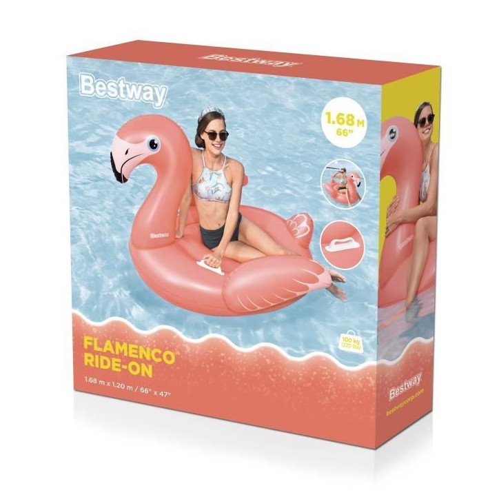 Bouée a chevaucher - Bestway - Flamant rose - 168 x 120 cm Bouée a chevaucher - Bestway - Flamant rose - 168 x 120 cm