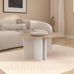 Table Basse Pivotante BETTY - Chene & Blanc - Ovale - 90 / 130,4 x 60