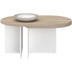 Table Basse Pivotante BETTY - Chene & Blanc - Ovale - 90 / 130,4 x 60