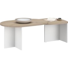 Table Basse Pivotante BETTY - Chene & Blanc - Ovale - 90 / 130,4 x 60