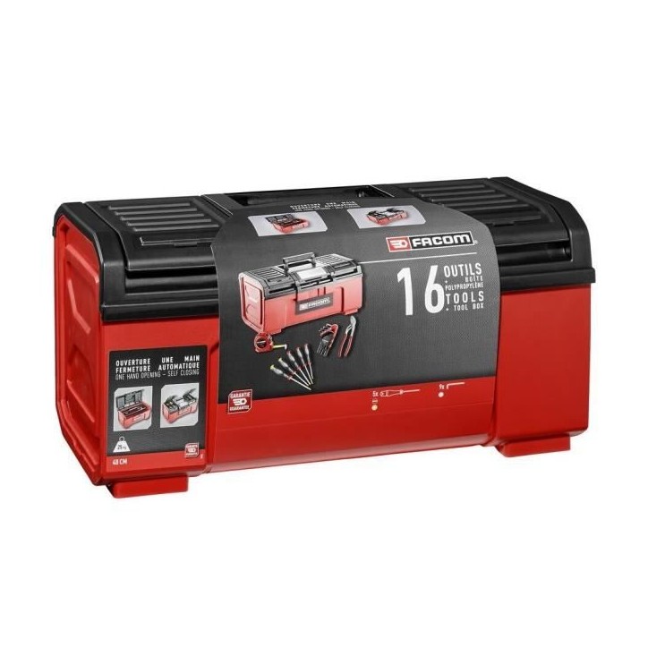 Boite a Outils - FACOM - BP.C19NCM1PB + 16 Outils (Livré avec 5 Tvis Protwist + 9 Clés mâles + 1 pince multiprise + 1 Mesure