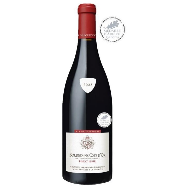Vignerons des Monts de Bourgogne 2022 Bourgogne Côte d'Or Pinot noir - Vin rouge de Bourgogne