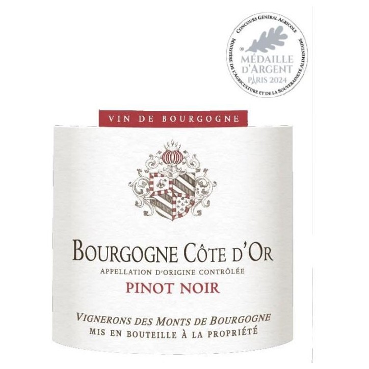 Vignerons des Monts de Bourgogne 2022 Bourgogne Côte d'Or Pinot noir - Vin rouge de Bourgogne