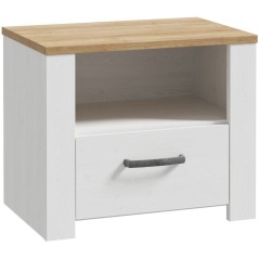 Chevet 1 tiroir et 1 niche - BOHOL - Décor Chene blanchi - L61,6 x P4