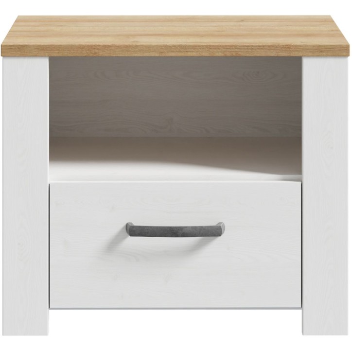 Chevet 1 tiroir et 1 niche - BOHOL - Décor Chene blanchi - L61,6 x P42 x H52 cm Chevet 1 tiroir et 1 niche - BOHOL - Décor Chene blanchi - L61,6 x P42 x H52 cm