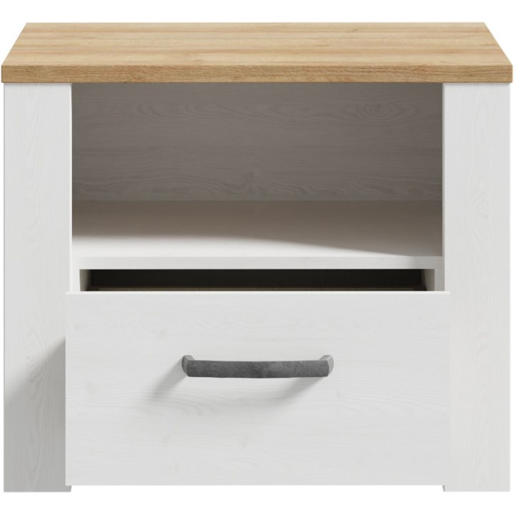 Chevet 1 tiroir et 1 niche - BOHOL - Décor Chene blanchi - L61,6 x P42 x H52 cm Chevet 1 tiroir et 1 niche - BOHOL - Décor Chene blanchi - L61,6 x P42 x H52 cm