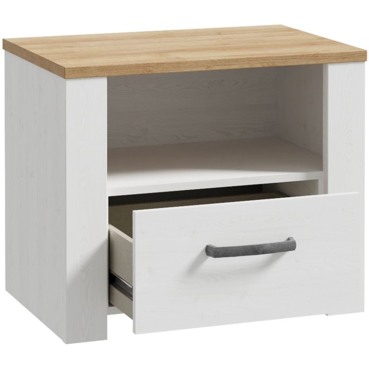 Chevet 1 tiroir et 1 niche - BOHOL - Décor Chene blanchi - L61,6 x P42 x H52 cm Chevet 1 tiroir et 1 niche - BOHOL - Décor Chene blanchi - L61,6 x P42 x H52 cm