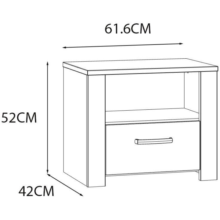 Chevet 1 tiroir et 1 niche - BOHOL - Décor Chene blanchi - L61,6 x P42 x H52 cm Chevet 1 tiroir et 1 niche - BOHOL - Décor Chene blanchi - L61,6 x P42 x H52 cm