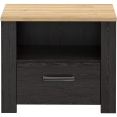 Chevet 1 tiroir et 1 niche - BOHOL - Chene / Blanc - L61,6 x P42 x H52