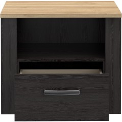 Chevet 1 tiroir et 1 niche - BOHOL - Chene / Blanc - L61,6 x P42 x H52
