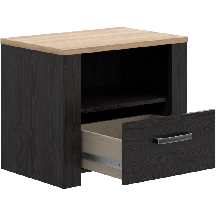 Chevet 1 tiroir et 1 niche - BOHOL - Chene / Blanc - L61,6 x P42 x H52 cm Chevet 1 tiroir et 1 niche - BOHOL - Chene / Blanc - L61,6 x P42 x H52 cm