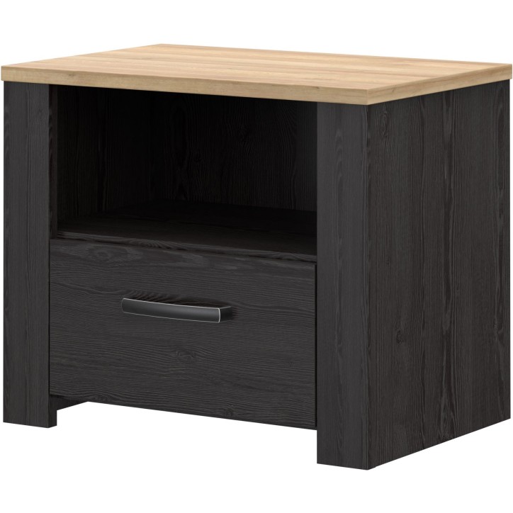 Chevet 1 tiroir et 1 niche - BOHOL - Chene / Blanc - L61,6 x P42 x H52 cm Chevet 1 tiroir et 1 niche - BOHOL - Chene / Blanc - L61,6 x P42 x H52 cm