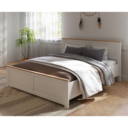 Lit adulte King Size - BOHOL - 180 x 200 cm - Décor Chene blanchi