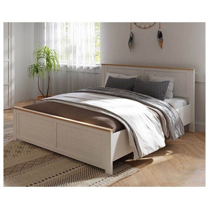 Lit adulte King Size - BOHOL - 180 x 200 cm - Décor Chene blanchi Lit adulte King Size - BOHOL - 180 x 200 cm - Décor Chene blanchi