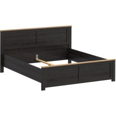 Lit adulte King Size - BOHOL - 180 x 200 cm - Décor Chene / Noir