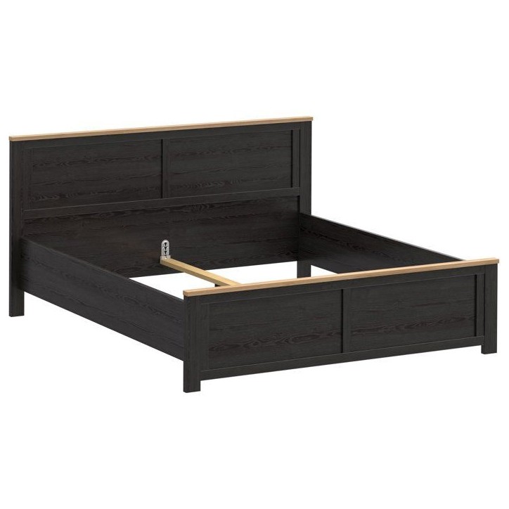 Lit adulte King Size - BOHOL - 180 x 200 cm - Décor Chene / Noir Lit adulte King Size - BOHOL - 180 x 200 cm - Décor Chene / Noir