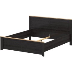Lit adulte King Size - BOHOL - 180 x 200 cm - Décor Chene / Noir