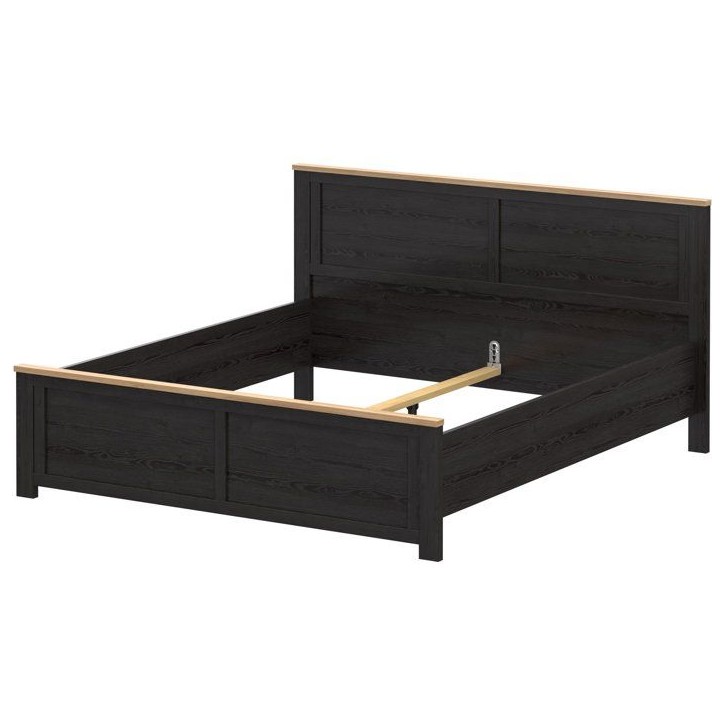 Lit adulte King Size - BOHOL - 180 x 200 cm - Décor Chene / Noir Lit adulte King Size - BOHOL - 180 x 200 cm - Décor Chene / Noir