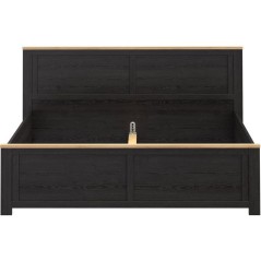 Lit adulte King Size - BOHOL - 180 x 200 cm - Décor Chene / Noir