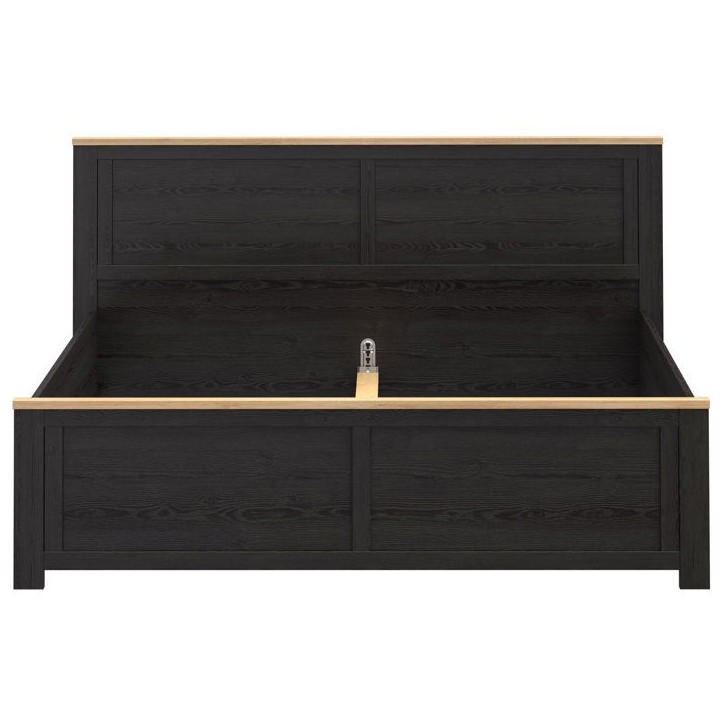 Lit adulte King Size - BOHOL - 180 x 200 cm - Décor Chene / Noir Lit adulte King Size - BOHOL - 180 x 200 cm - Décor Chene / Noir