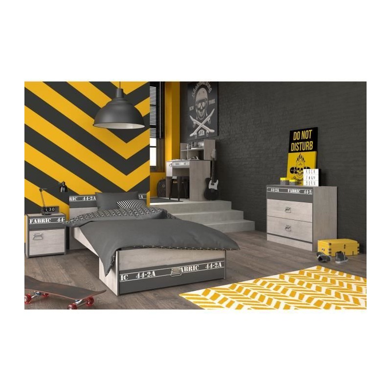 PARISOT Chambre enfant complete - Industriel - Décor gris loft et omb