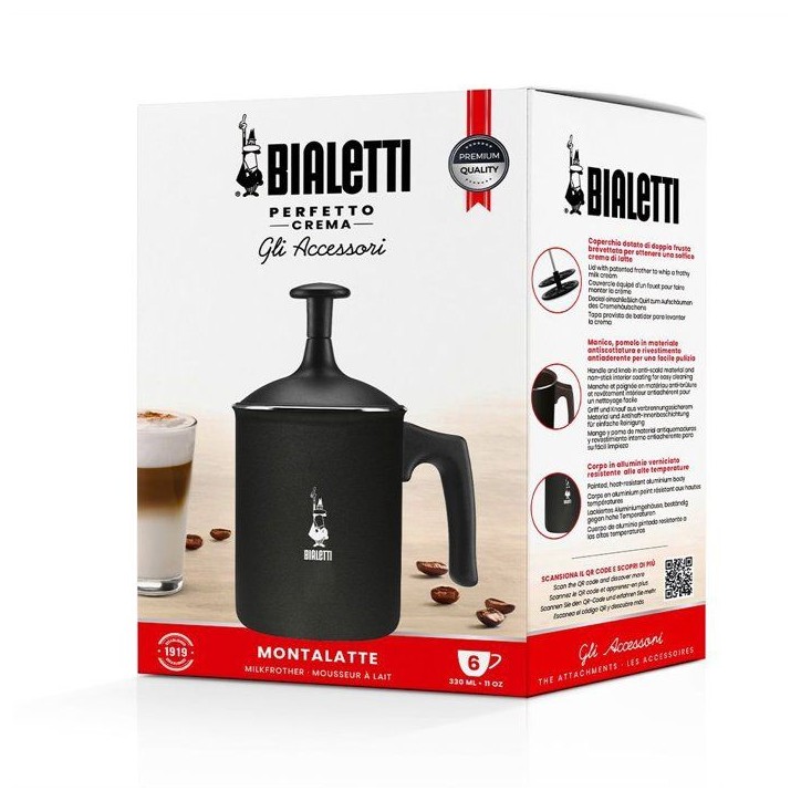 Mousseur a lait manuel - BIALETTI - PERFETTO CREMA - 330 ml - Noir Mousseur a lait manuel - BIALETTI - PERFETTO CREMA - 330 ml - Noir