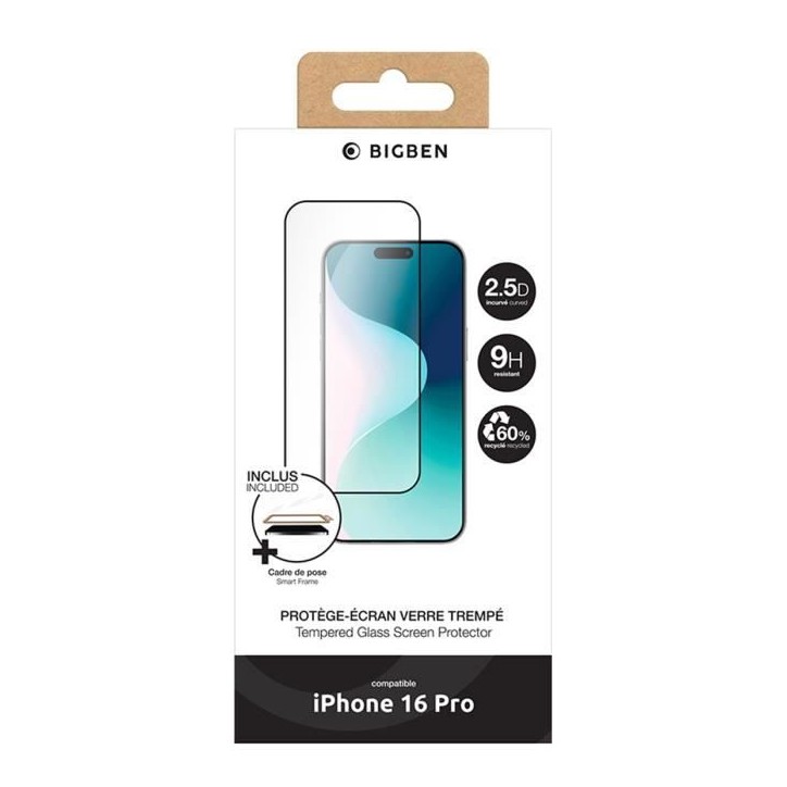 Verre trempé IPhone17/IPhone16 Pro - 2,5D - SmartFrame Verre trempé IPhone17/IPhone16 Pro - 2,5D - SmartFrame