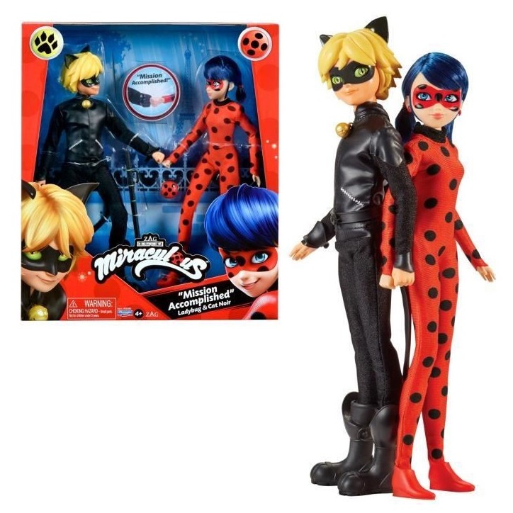 Pack de 2 Poupées mannequin 26 cm Miraculous Ladybug - Revivez les aventures de Ladybug et Chat Noir Pack de 2 Poupées mannequin 26 cm Miraculous Ladybug - Revivez les aventures de Ladybug et Chat Noir
