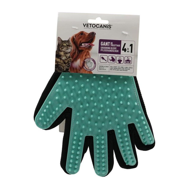 Gant de toilettage - VETOCANIS - 4 en 1 - Silicone - Nettoyage - Massa