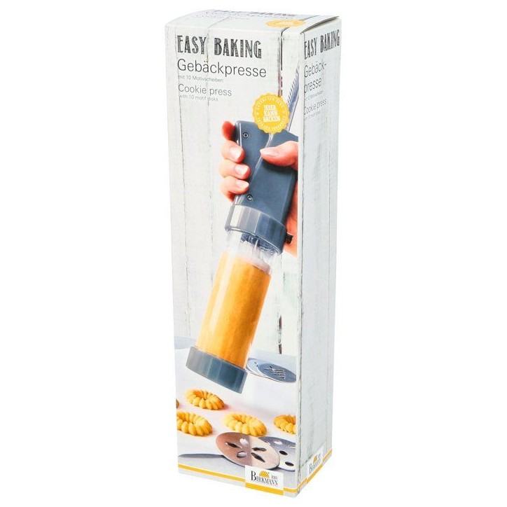 Presse a biscuits - BIRKMANN - EASY BAKING - Plastique - Inclus 10 disques a motif - 8 x 28 x 6 cm Presse a biscuits - BIRKMANN - EASY BAKING - Plastique - Inclus 10 disques a motif - 8 x 28 x 6 cm