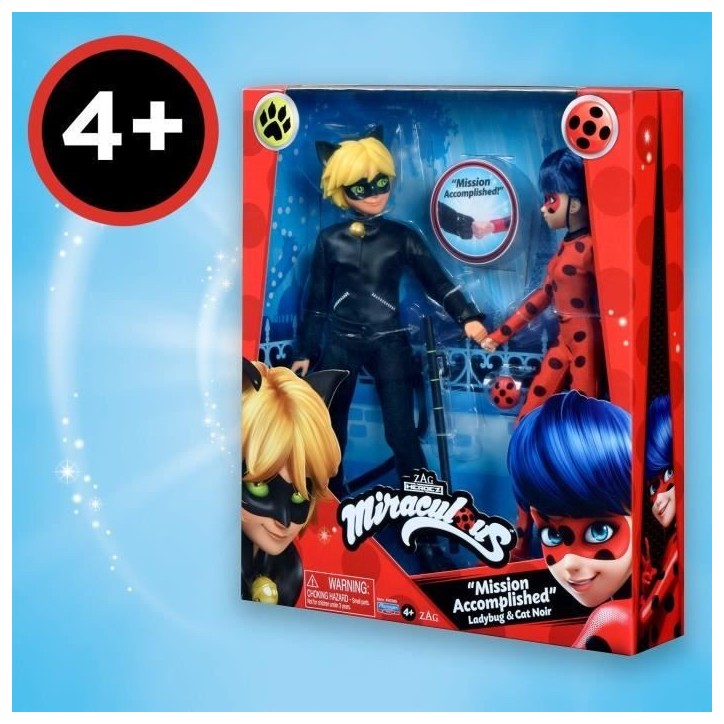 Pack de 2 Poupées mannequin 26 cm Miraculous Ladybug - Revivez les aventures de Ladybug et Chat Noir Pack de 2 Poupées mannequin 26 cm Miraculous Ladybug - Revivez les aventures de Ladybug et Chat Noir