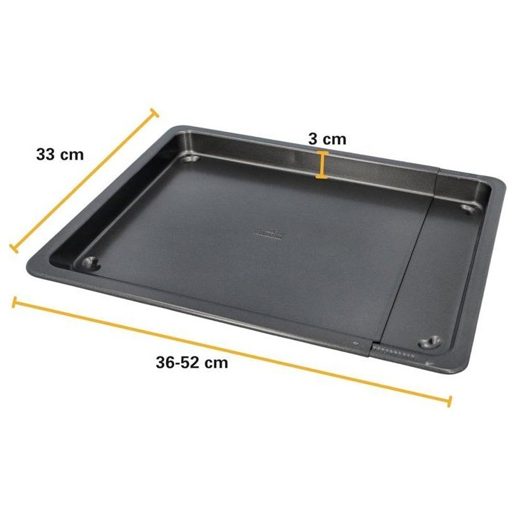 Plaque de cuisson ajustable - BIRKMANN - EASY BAKING - Acier carbone - Anti adhésif - 36-52 x 33 x 3 cm