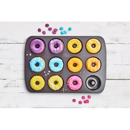 Plaque a cuisson pour donuts - BIRKMANN - EASY BAKING - Acier carbone - Anti adhésif - 12 moules - Ø7cm, 37 x 26 x 2 cm