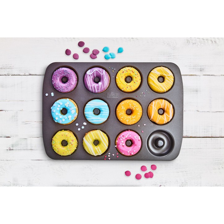 Plaque a cuisson pour donuts - BIRKMANN - EASY BAKING - Acier carbone - Anti adhésif - 12 moules - Ø7cm, 37 x 26 x 2 cm Plaque a cuisson pour donuts - BIRKMANN - EASY BAKING - Acier carbone - Anti adhésif - 12 moules - Ø7cm, 37 x 26 x 2 cm