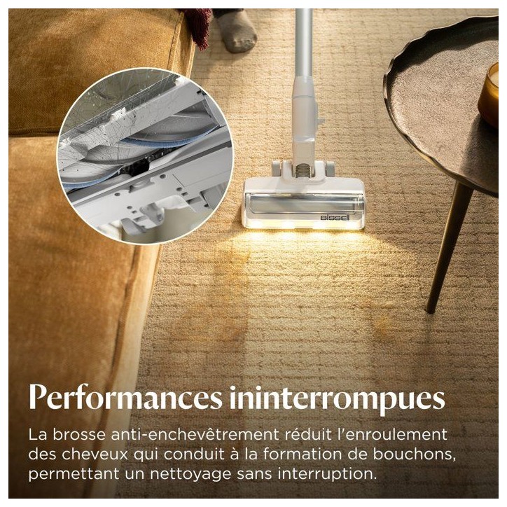 BISSELL Powerclean - Aspirateur Balai sans fil - 200 W - 40 min - 0,4 L - Blanc / Argenté