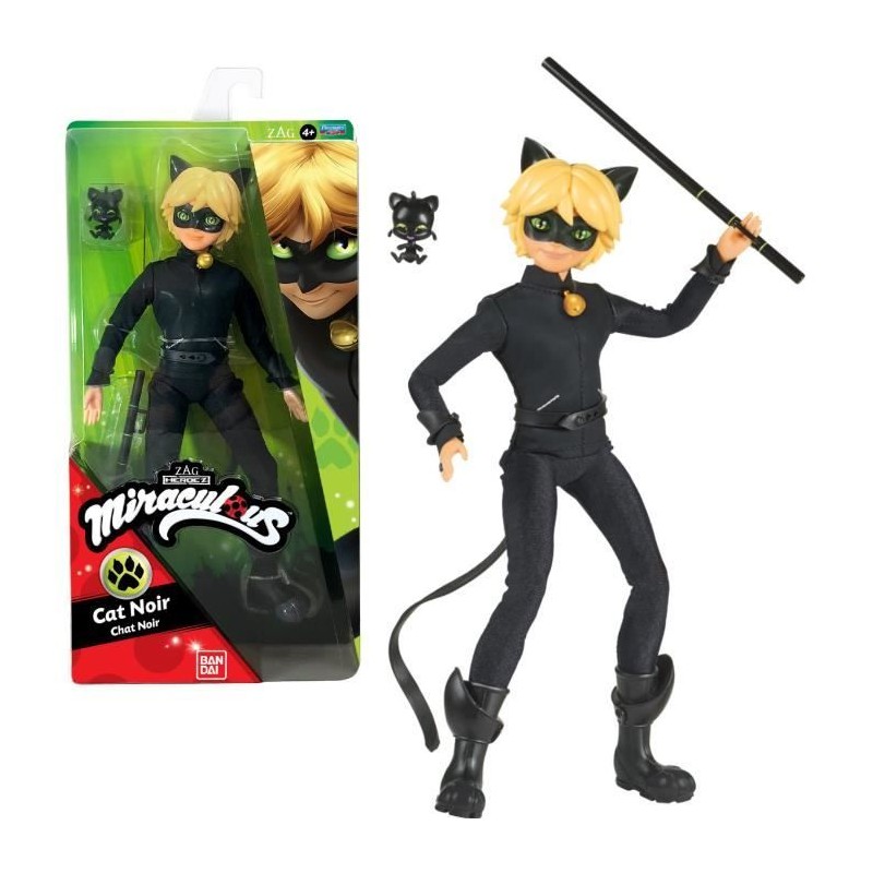 Miraculous - Poupée mannequin 26 cm Chat Noir - BANDAI Miraculous - Poupée mannequin 26 cm Chat Noir - BANDAI
