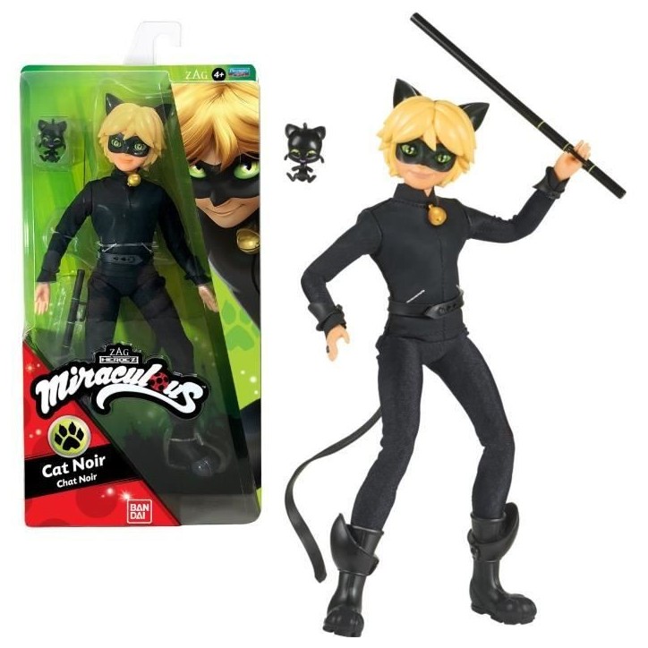 Miraculous - Poupée mannequin 26 cm Chat Noir - BANDAI Miraculous - Poupée mannequin 26 cm Chat Noir - BANDAI