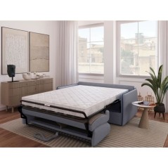 Canapé convertible express - matelas 14cm - AGATHE - Tissu Gris - 175