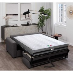 Canapé convertible express JOHN - 3 places - Tissu anthracite - 190 x 100 x 87 cm