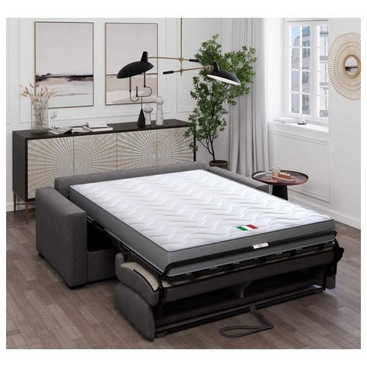 Canapé convertible express JOHN - 3 places - Tissu anthracite - 190 x 100 x 87 cm Canapé convertible express JOHN - 3 places - Tissu anthracite - 190 x 100 x 87 cm