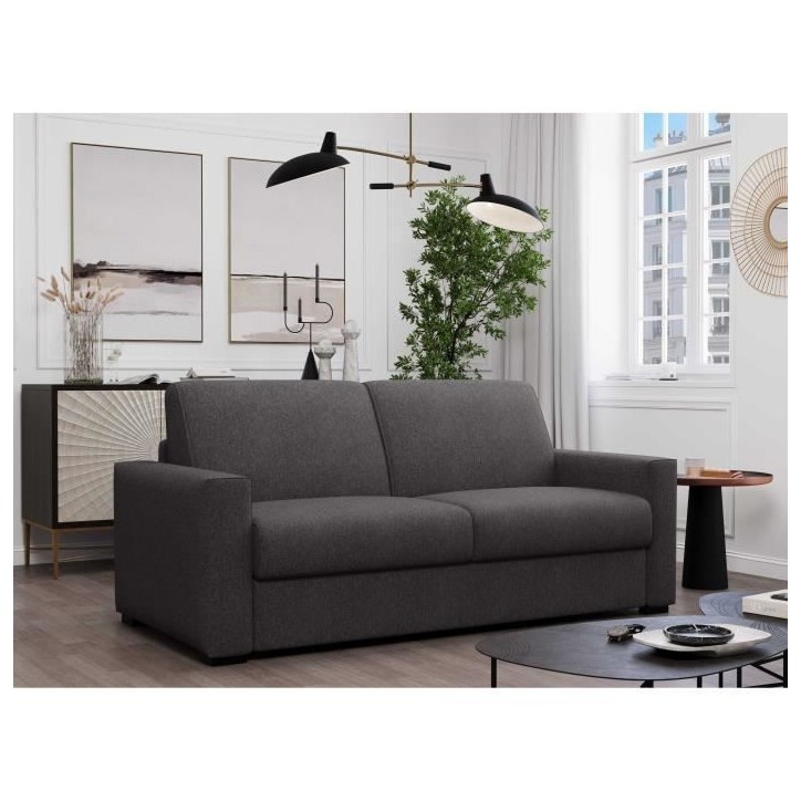 Canapé convertible express JOHN - 3 places - Tissu anthracite - 190 x 100 x 87 cm Canapé convertible express JOHN - 3 places - Tissu anthracite - 190 x 100 x 87 cm