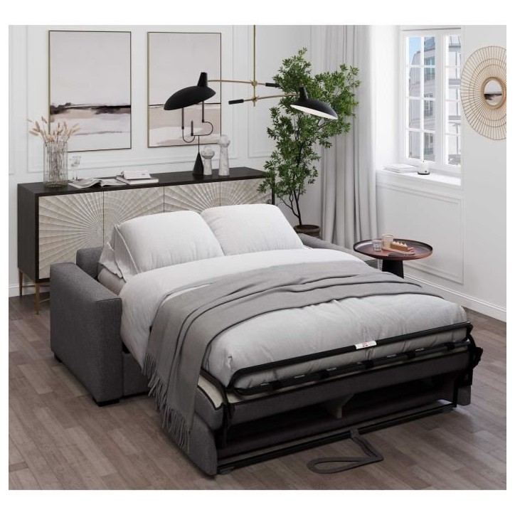 Canapé convertible express JOHN - 3 places - Tissu anthracite - 190 x 100 x 87 cm Canapé convertible express JOHN - 3 places - Tissu anthracite - 190 x 100 x 87 cm