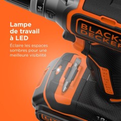 Perceuse a percussion BLACK+DECKER sans fil 18V + 2 batteries 2,5Ah et
