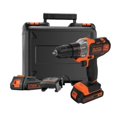 Perceuse visseuse sans fil 18V + 2 batteries 1,5Ah + chargeur - BLACK&