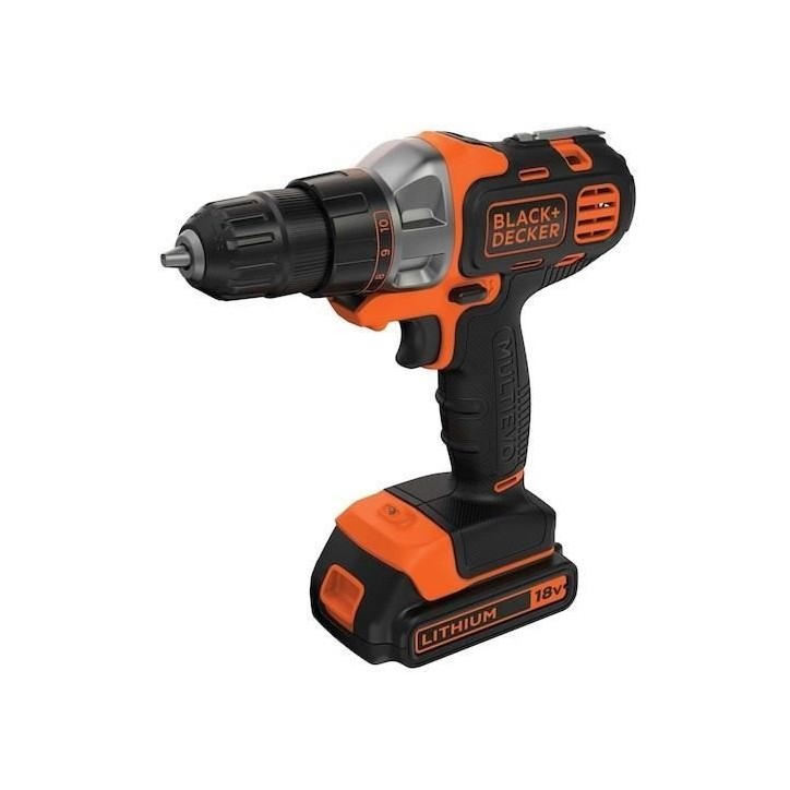 Perceuse visseuse sans fil 18V + 2 batteries 1,5Ah + chargeur - BLACK&DECKER - MT218KB-QW - Avec mallette de transport Perceuse visseuse sans fil 18V + 2 batteries 1,5Ah + chargeur - BLACK&DECKER - MT218KB-QW - Avec mallette de transport